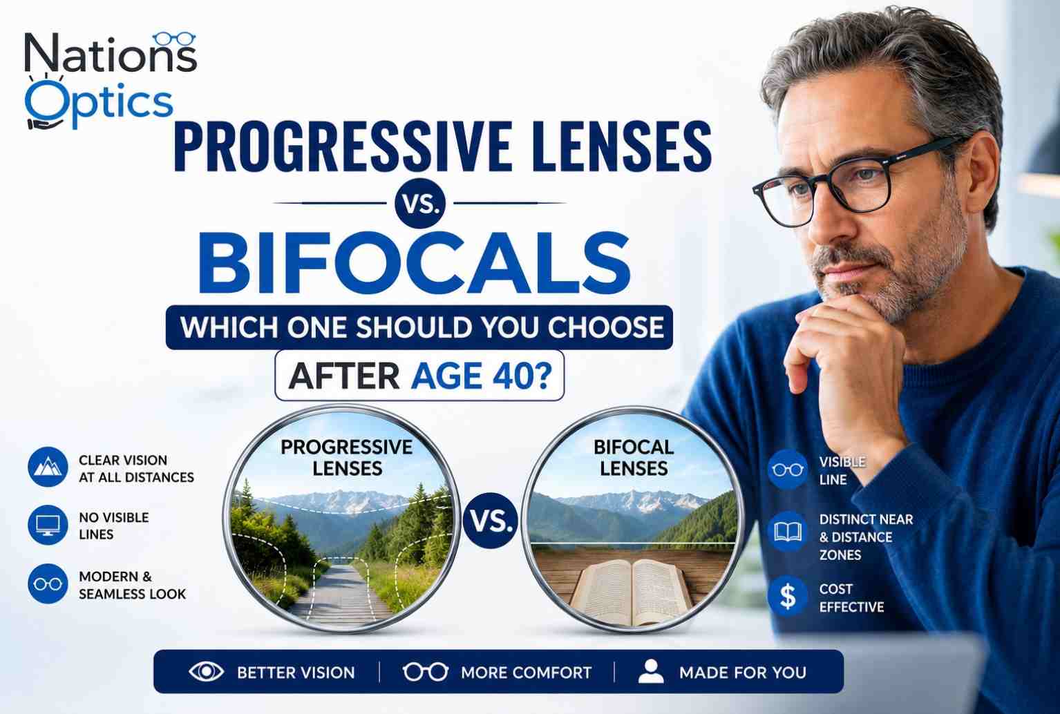 Progressive Lenses vs. Bifocals: Which One Should You Choose After Age 40?