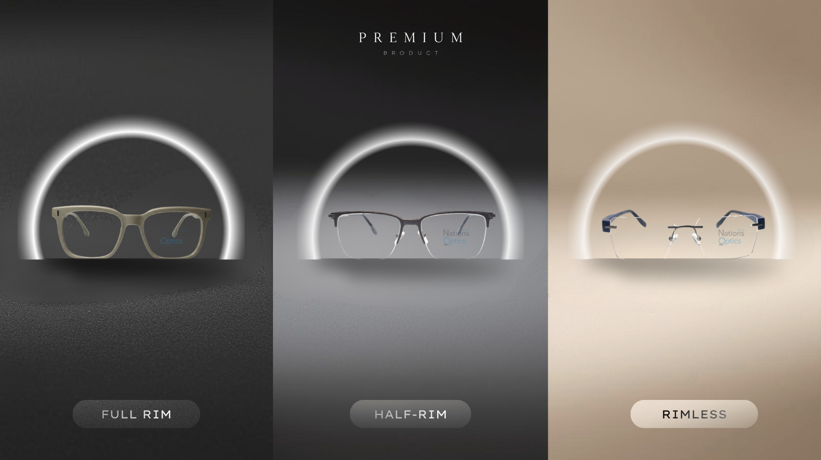 Full Rim, Half Rim & Rimless Frames | Nations Optics