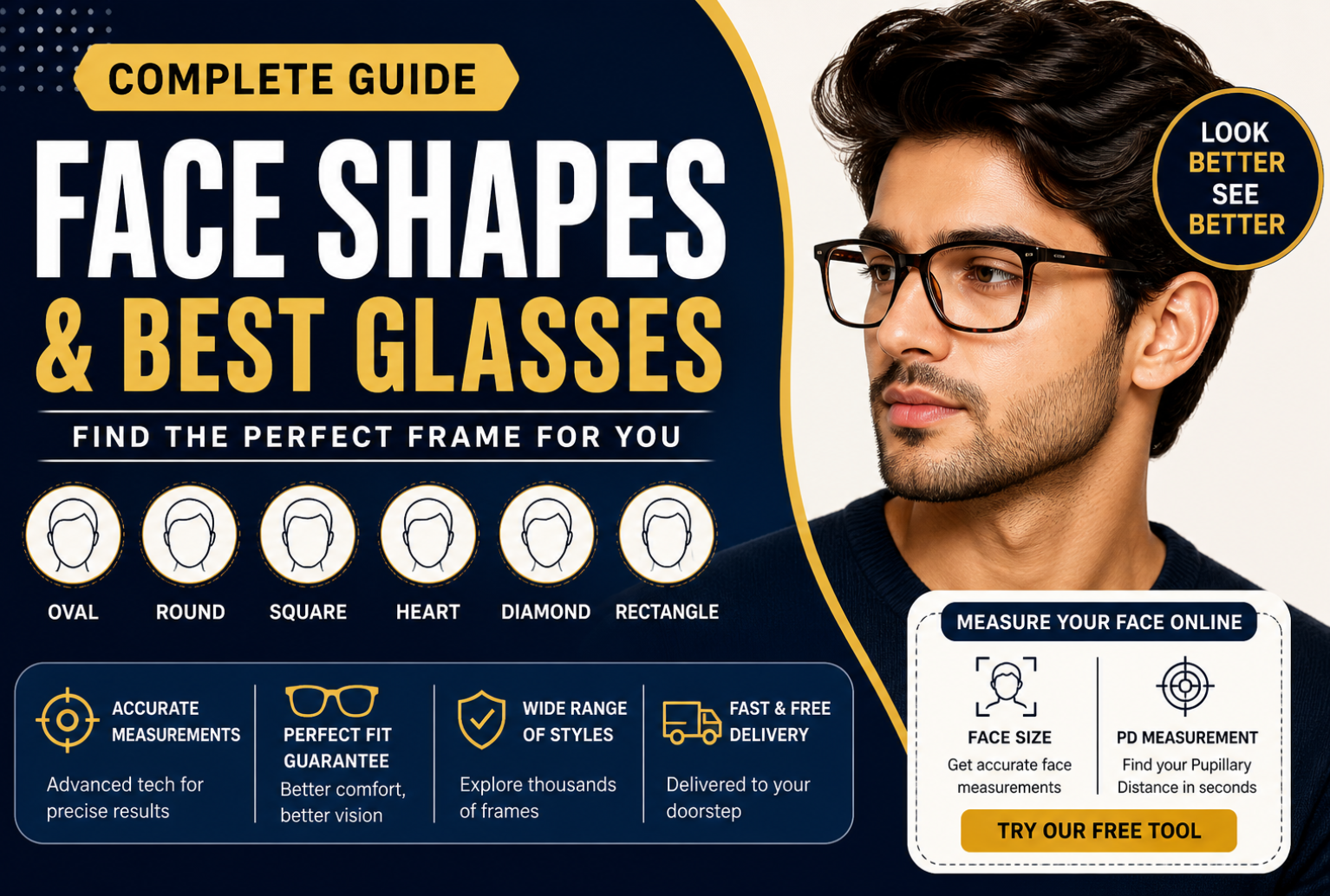 Different Types of Face Shapes & Best Glasses Guide (2026) | Nations Optics