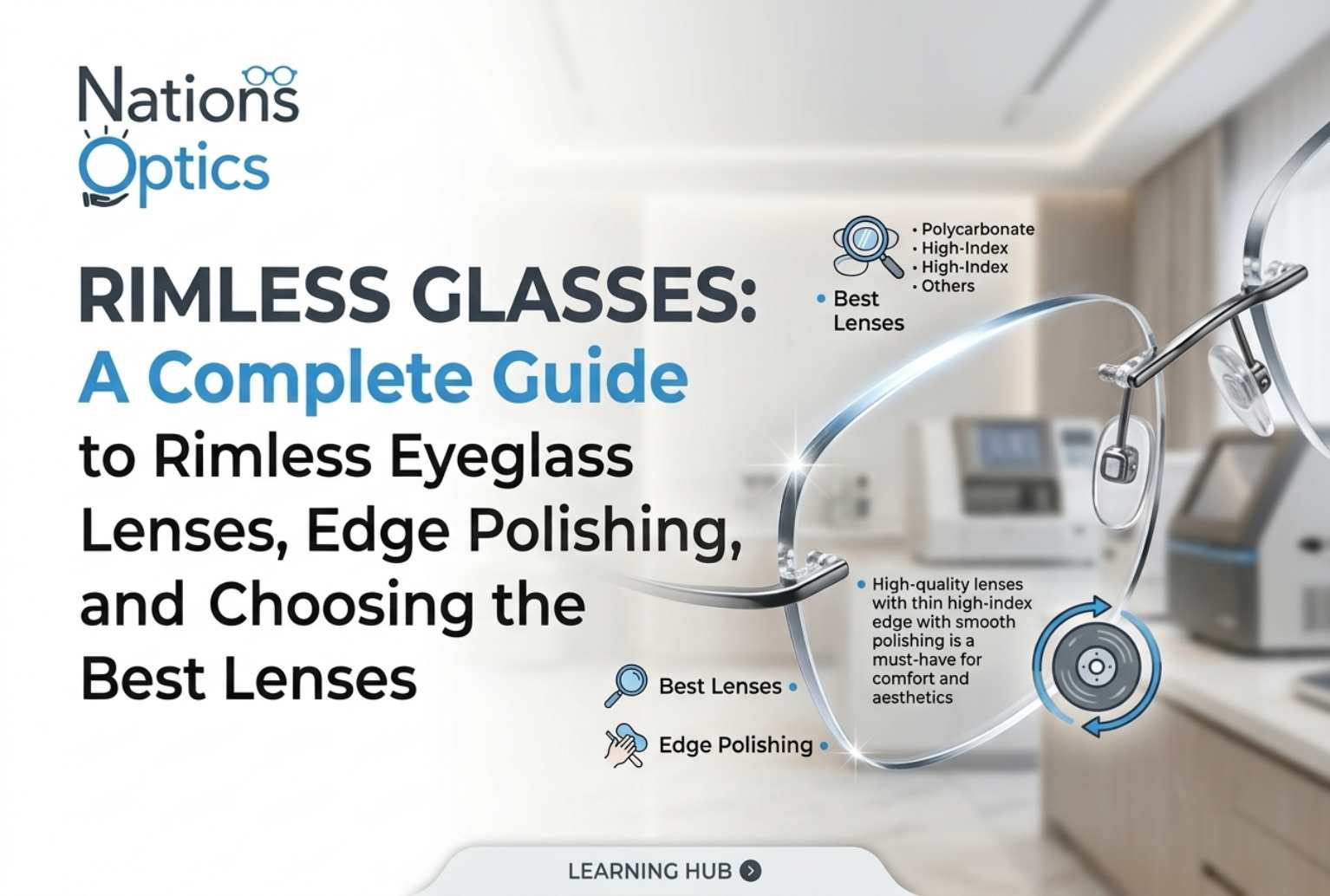 Rimless Glasses: A Complete Guide to Lenses, Edge Polishing & Choosing the Best Fit